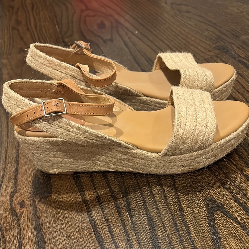 Women's Tan Espadrille Wedge Sandals